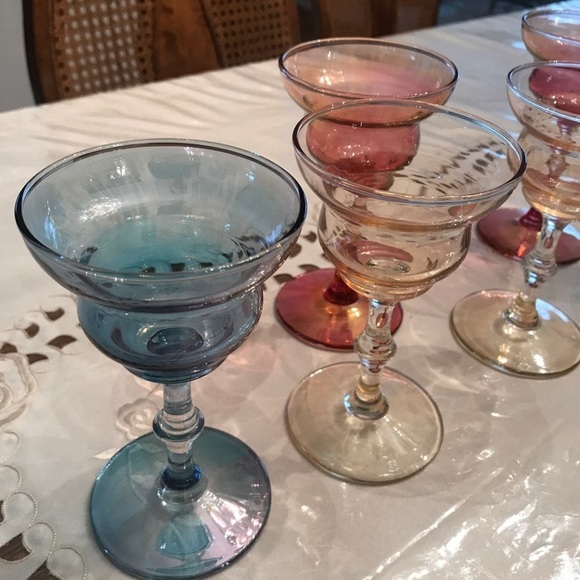 Vintage 🚨colored cocktail stems set of 6 - Picture 4 of 5
